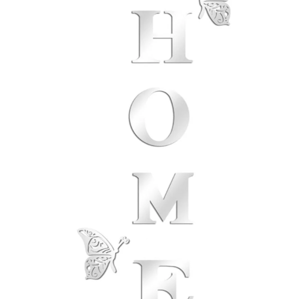 Elegant Silver 'HOME' Wall Art with Butterfly Accents